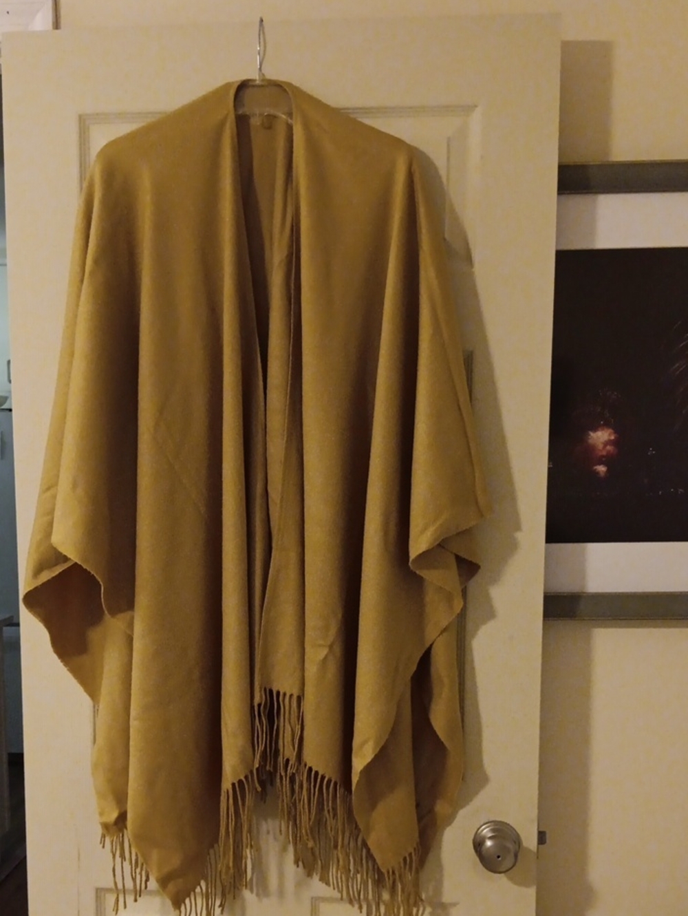 Lord & Taylor Tan-Colored Fringe Poncho Cape